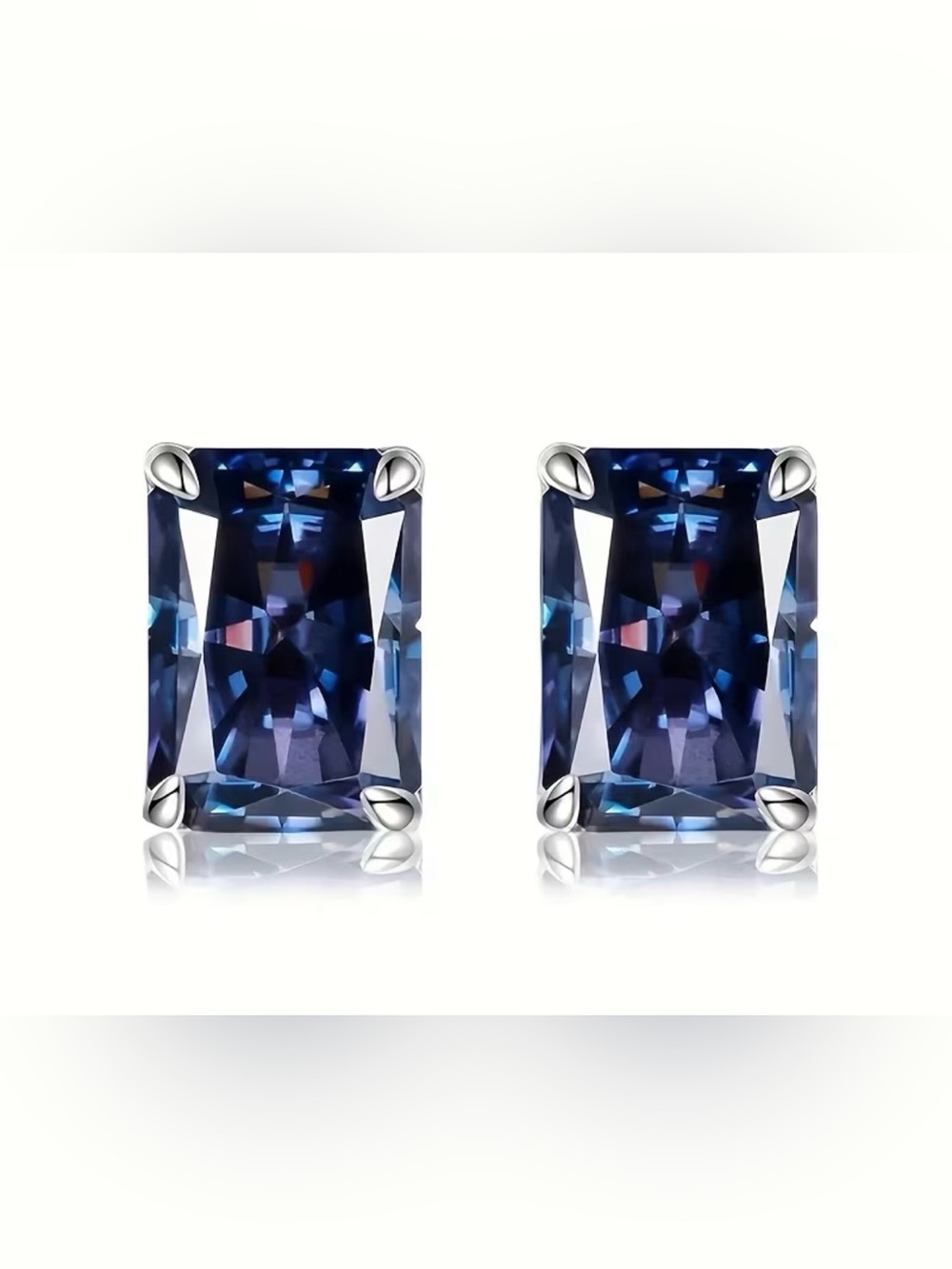 Classic Blue Rectangular Stud Earrings - Elegant Women's Jewelry